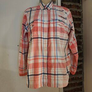 Columbia PFG Super Bahama Shirt Vented Fishing Button Up Plaid Size XL Pink